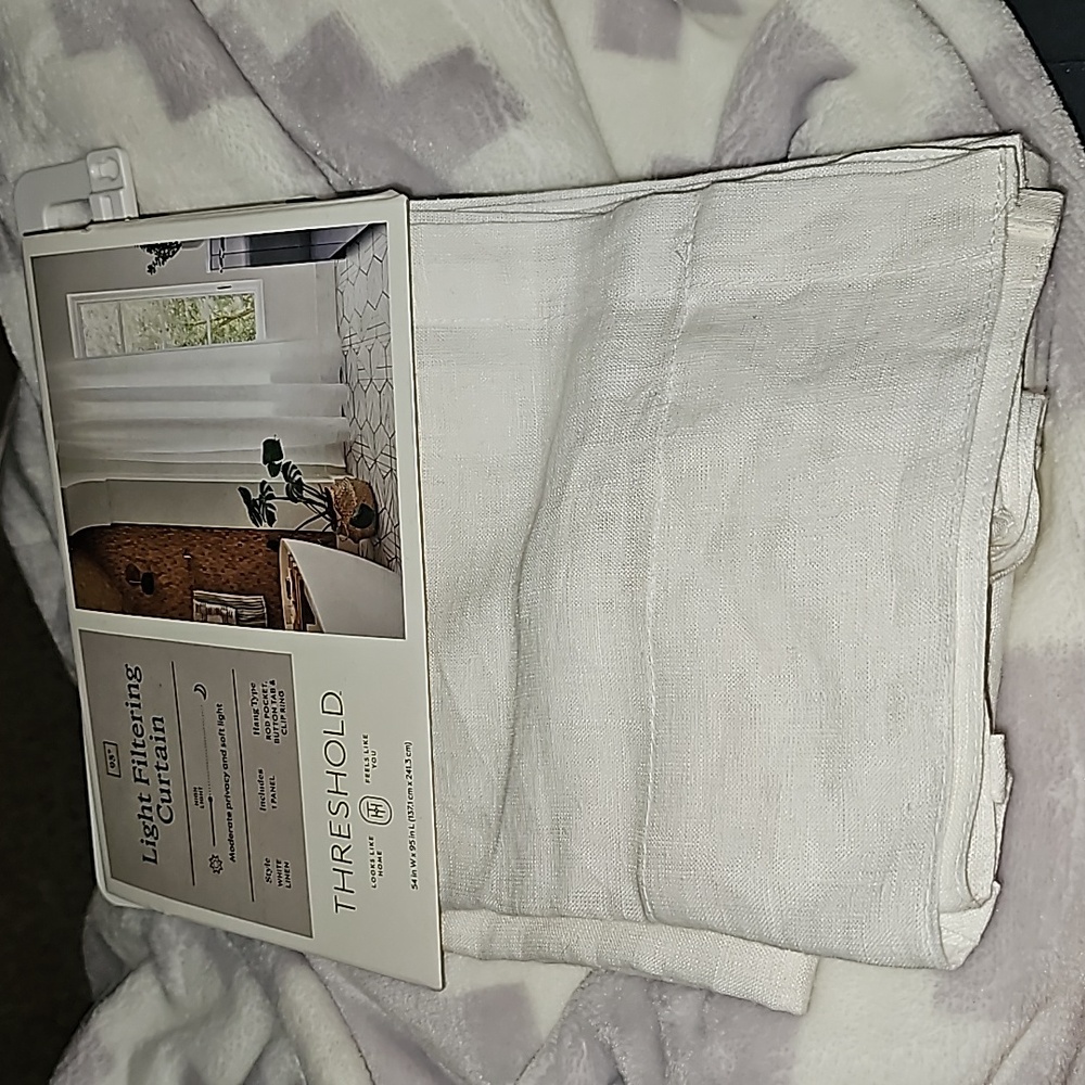 Threshold light filtering linen curtain white 54 x 95 - Picture 10 of 13